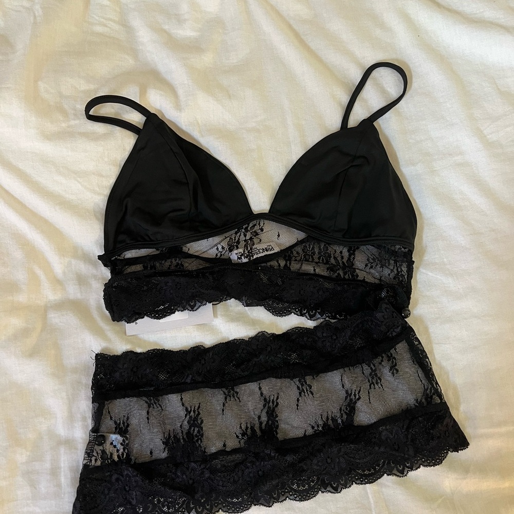 Princess Polly Black 2-piece Lace Tank Top